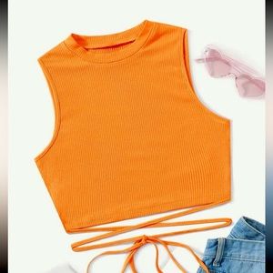 Crop top with tie back strings